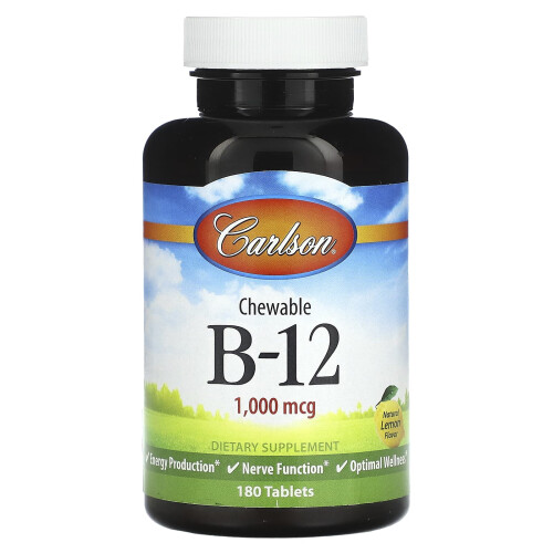 Carlson, B-12 à croquer, Citron naturel, 1 000 mcg, 180 comprimés