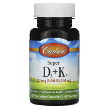 Carlson, Super D3 + K2, 45 Vegetarische Kapseln