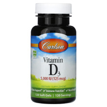 Carlson, Vitamin D3, 125 mcg (5.000 IE), 120 Soft Gels