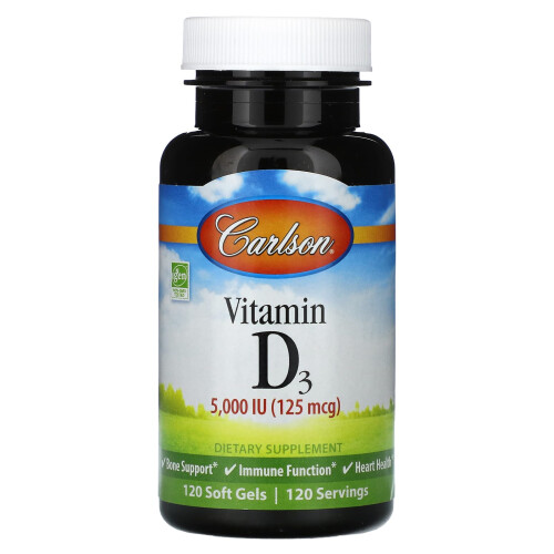 Carlson, Vitamin D3, 125 mcg (5.000 IE), 120 Soft Gels