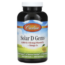 Carlson, Solar D Gems, Vitamine D3 + Oméga-3, Citron Naturel, 360 Softgels