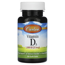 Carlson, Vitamin D3, 25 mcg (1.000 IE), 60 Softgels