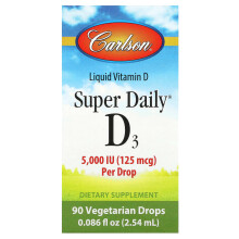 Carlson, Super Daily, D3, 125 mcg (5.000 IE), 90 Vegetarische Tropfen, 0,086 fl oz (2,54 ml)