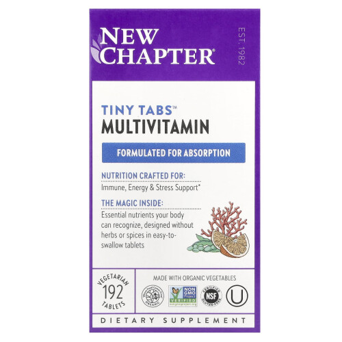 New Chapter, Multivitamine Tiny Tabs, 192 Comprimés Végétariens