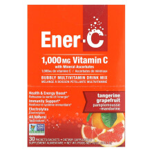 Ener-C, Vitamine C, Mélange de Boisson Multivitaminée Pétillante, Mandarine Pamplemousse, 1 000 mg, 30 Sachets