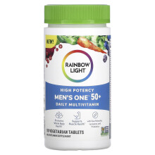 Rainbow Light, Multivitamine Quotidienne Hommes 50+, Haute Puissance, 90 Comprimés Végétariens