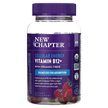 New Chapter, Zellenergie Vitamin B12+, Himbeere, 350 mcg, 60 aromatisierte Gummis