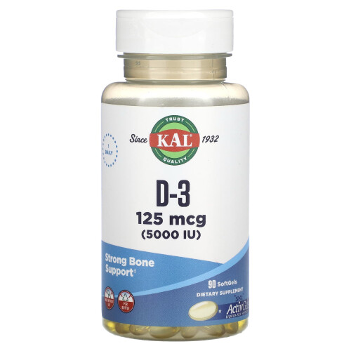 KAL, D-3, 125 mcg (5.000 IE), 90 Softgels