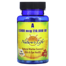 Nature's Life, Vitamin A, 3.000 mcg (10.000 IE), 100 Kapseln