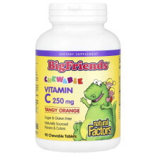 Natural Factors, Big Friends, Kautabletten Vitamin C, Tangy Orange, 250 mg, 90 Kautabletten