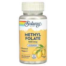 Solaray, Methylfolat, Zitrone, 800 mcg, 60 Lutschtabletten