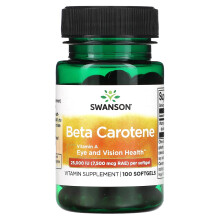 Swanson, Beta-Carotin, 25.000 IE (7.500 mcg RAE), 100 Softgels