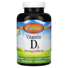 Carlson, Vitamin D3, 100 mcg (4.000 IE), 360 Soft Gels