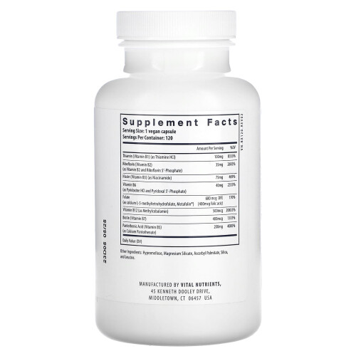 Vital Nutrients Vital Nutrients, Complexe B, 120 Gélules Végétaliennes 1