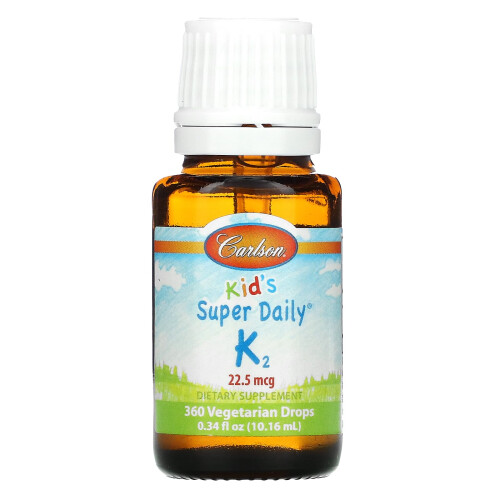 Carlson, Kinder, Super Täglich K2, 22,5 mcg, 0,34 fl oz (10,16 ml) 2