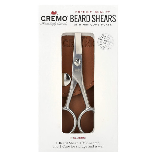 Cremo, Premium Bartschere mit Mini-Kamm & Etui, 3-teiliges Set 1