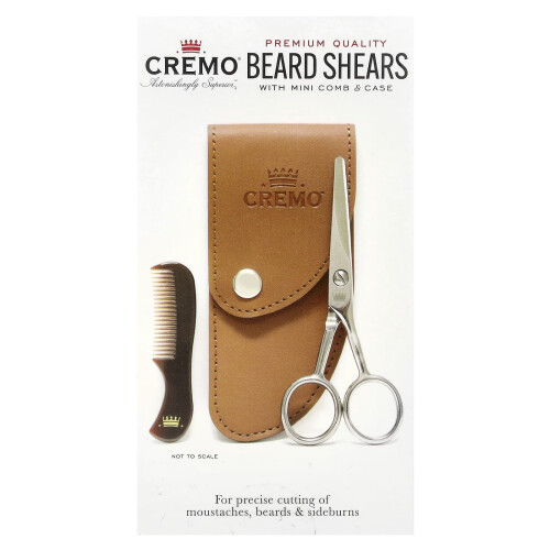 Cremo, Premium Bartschere mit Mini-Kamm & Etui, 3-teiliges Set 2
