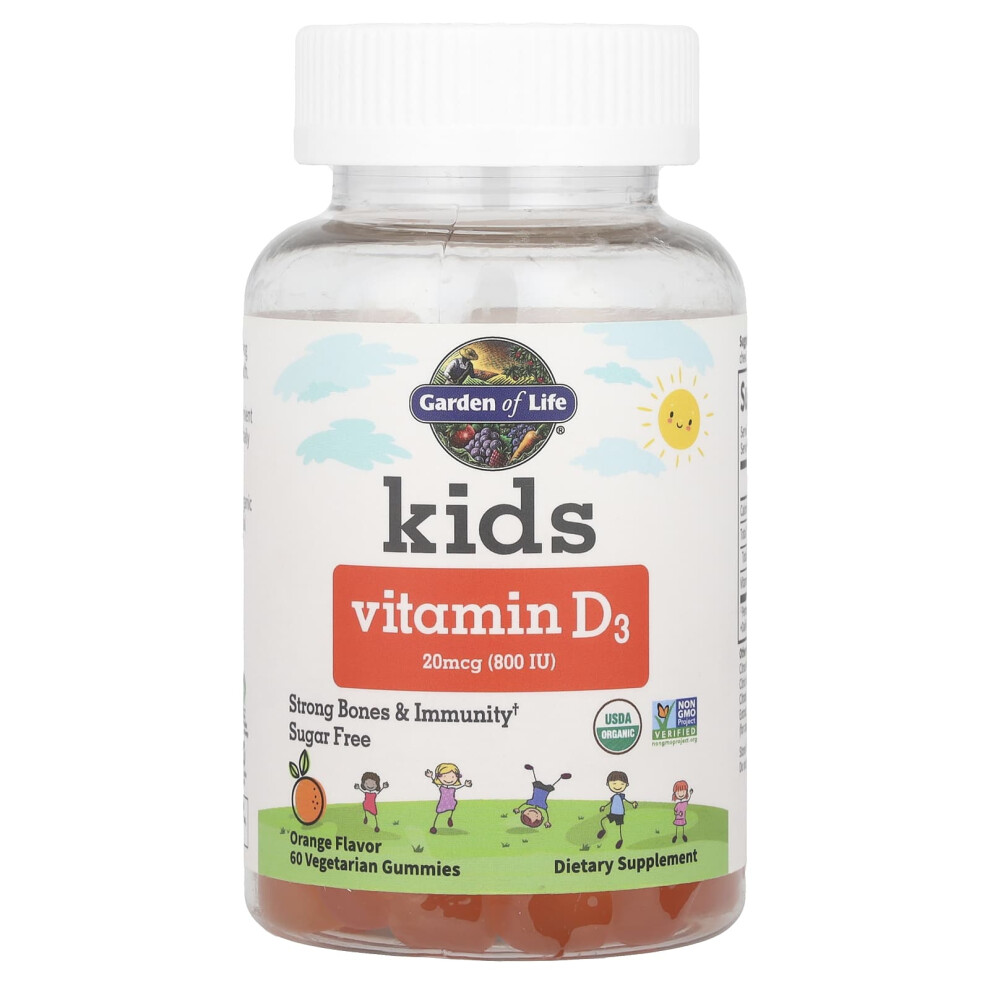 Photos - Vitamins & Minerals Garden of Life , Kids, Vitamin D3, Orange, 20 mcg , 60 Vegetarian Gummies (800 IU)