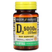 Mason Natural, Vitamin D3, 5.000 IE (125 mcg), 100 Softgels