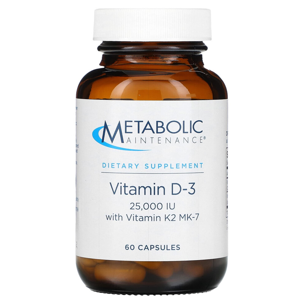 Metabolic Maintenance , Vitamin D-3 With Vitamin K2 Mk-7, 25,000 Iu, 60 Capsules
