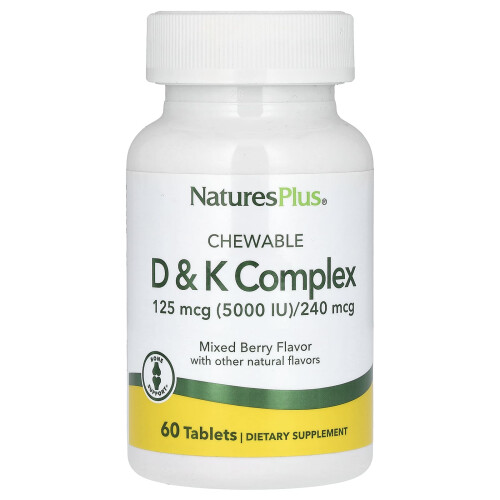 NaturesPlus, Complexe D & K à Croquer, Baies Mixtes, 60 Comprimés
