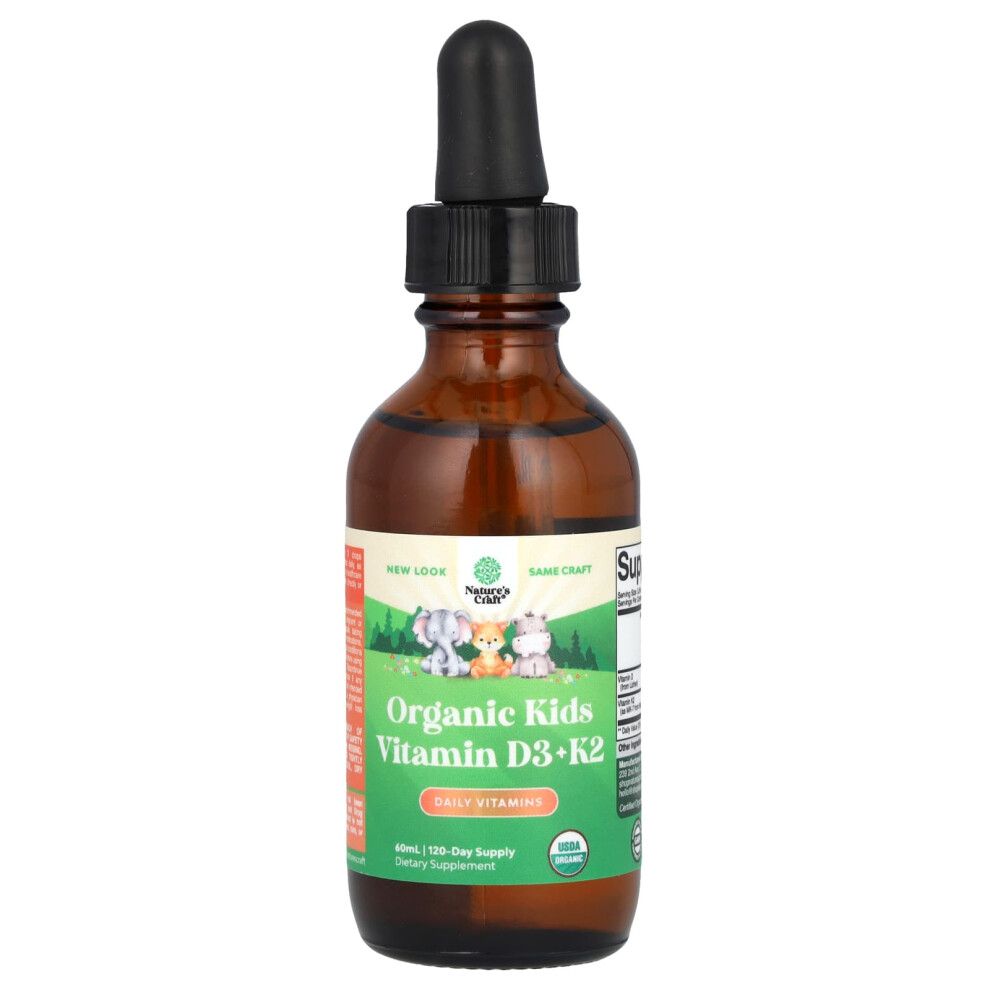 Nature's Craft , Organic Kids Vitamin D3 + K2, 60 Ml