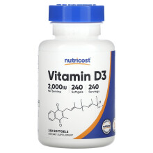 Nutricost, Vitamin D3, 2.000 IE, 240 Softgels