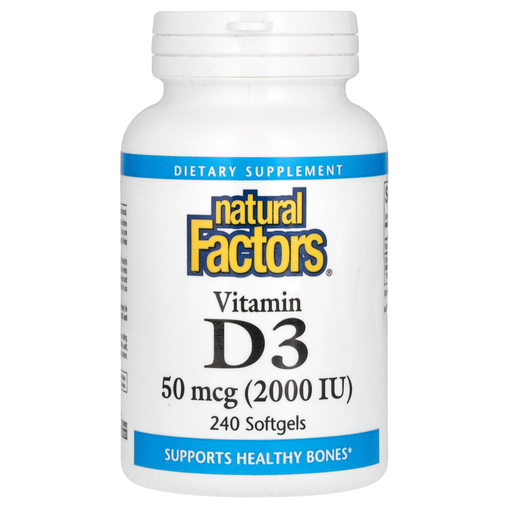 Natural Factors , Vitamin D3, 50 Mcg (2,000 Iu), 240 Softgels