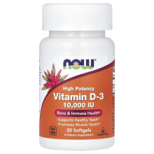 NOW Foods, Vitamin D-3, Hochdosiert, 10.000 IE, 30 Softgels