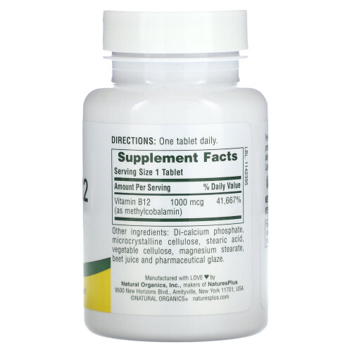 NaturesPlus, Vitamin B12, 1.000 mcg, 90 Tabletten 1