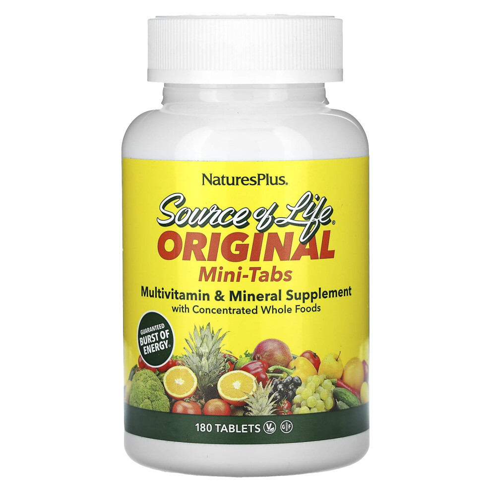 Naturesplus , Source Of Life, Original Mini-Tabs, Multivitamin & Mineral Supplement With Concentrated Whole Foods, 180 Tablets