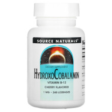 Source Naturals, HydroxoCobalamine, Vitamine B-12, Cerise, 1 mg, 240 Pastilles