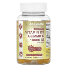 Vitamatic, Zuckerfreies Vitamin D3, Natürliche Orange, 250 mcg (10.000 IE), 120 Gummis