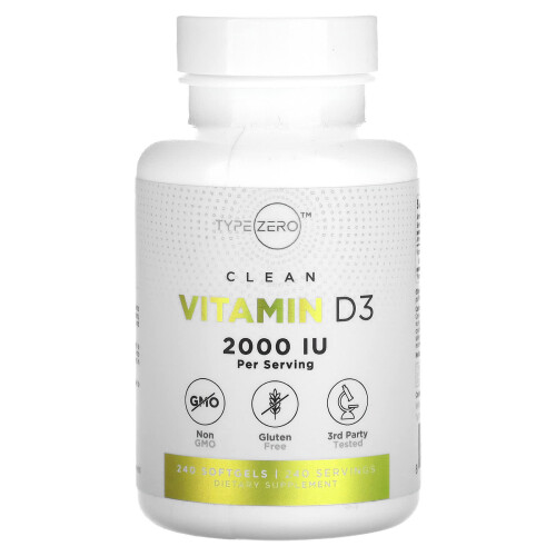 TypeZero, Clean, Vitamin D3, 2.000 IE, 240 Softgels