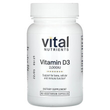 Vital Nutrients, Vitamine D3, 2 000 UI, 90 Gélules Végétariennes