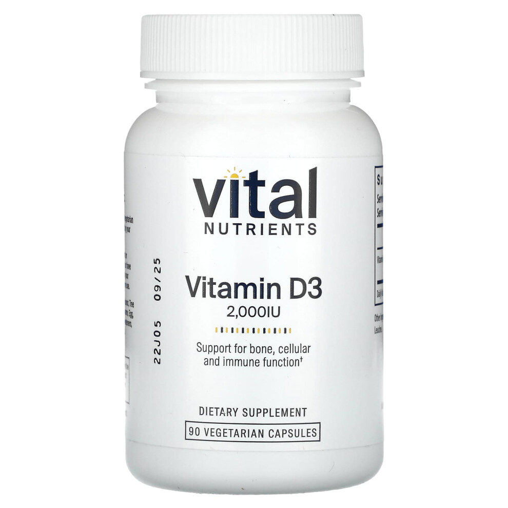 Vital Nutrients , Vitamin D3, 2,000 Iu, 90 Vegetarian Capsules