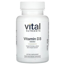 Vital Nutrients, Vitamine D3, 5 000 UI, 180 Gélules Végétariennes