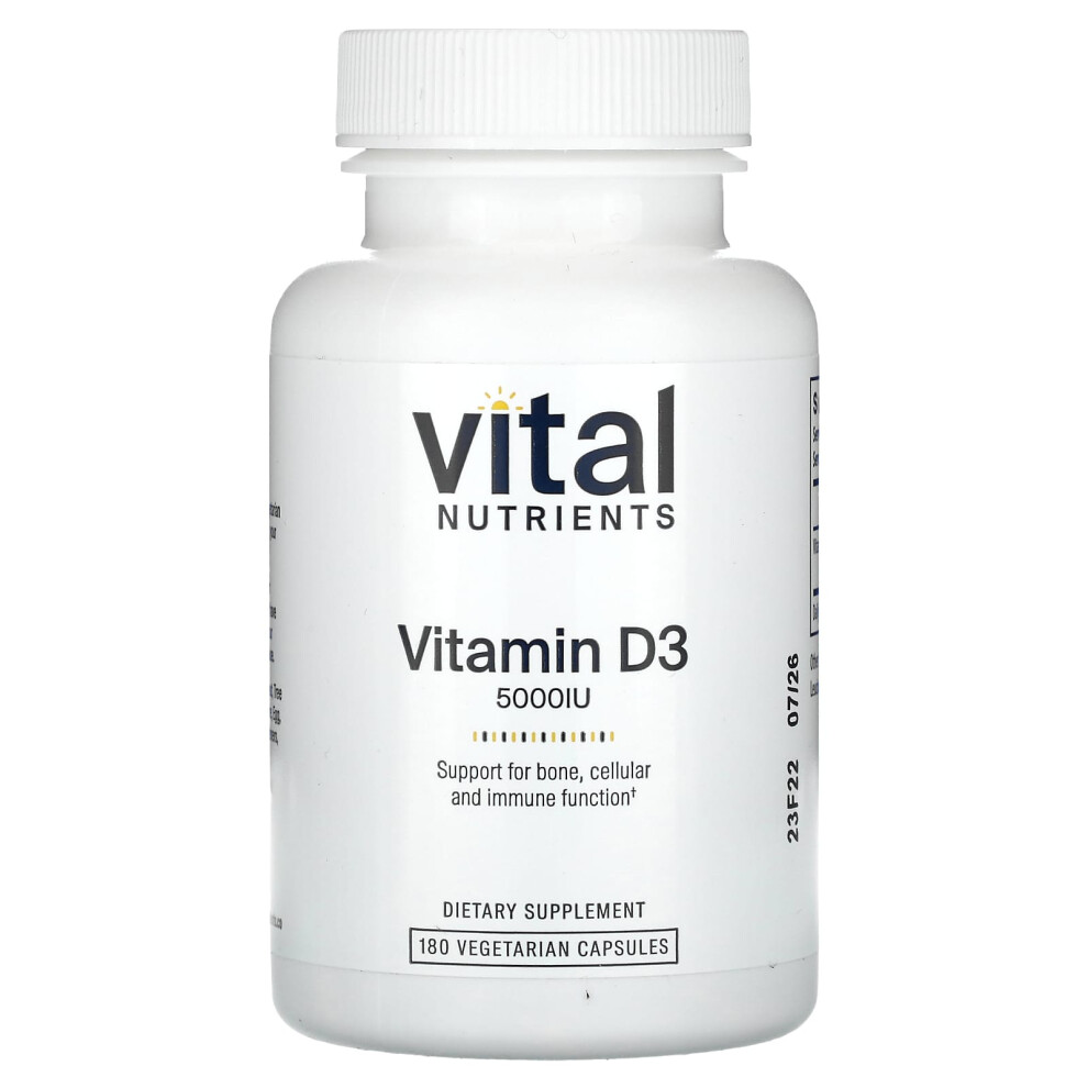 Vital Nutrients , Vitamin D3, 5,000 Iu, 180 Vegetarian Capsules
