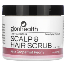 Zion Health, Gommage Cuir Chevelu et Cheveux à la Biotine, Pamplemousse Rose et Pivoine, 4 oz (113 g)