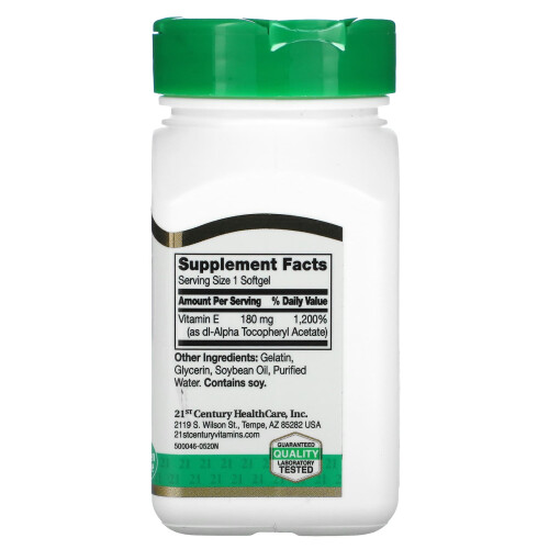 21st Century, Vitamine E, 180 mg (400 UI), 110 Softgels 1