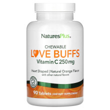 NaturesPlus, Kautabletten Love Buffs, Vitamin C, Natürlicher Orangen-Geschmack, 250 mg, 90 Tabletten
