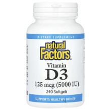 Natural Factors, Vitamin D3, 125 mcg (5.000 IE), 240 Softgels