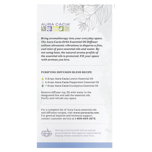 Aura Cacia, Orbit, USB Ultraschall Ätherisches Öl Diffusor, 1 Stück 1