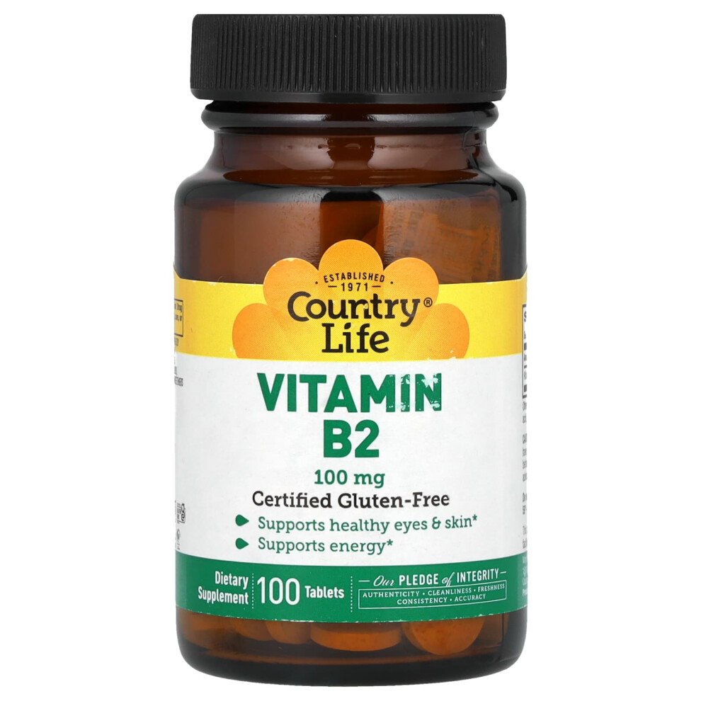Country Life , Vitamin B2, 100 Mg, 100 Tablets