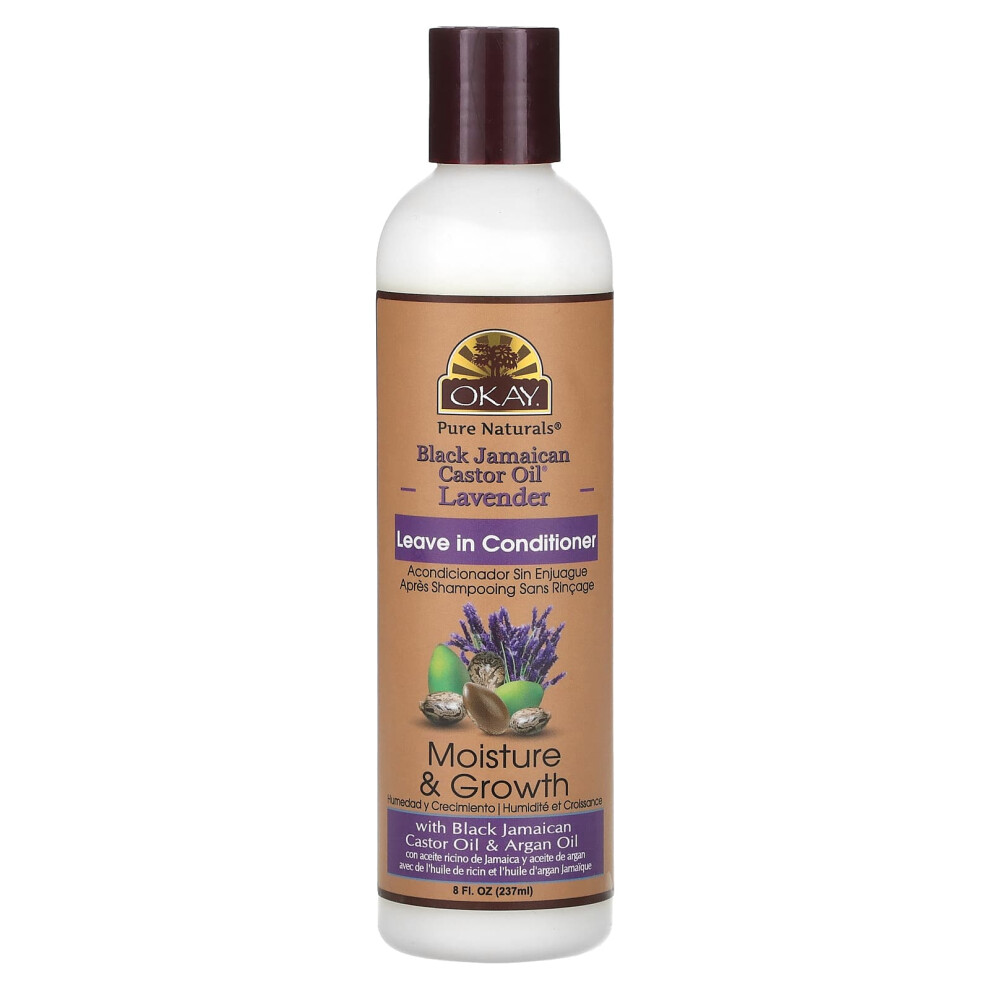 Okay Pure Naturals Black/Lavender Jamaican Castor Oil, Leave In Conditioner, 8 Fl Oz (237 Ml)