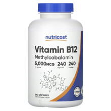 Nutricost, Vitamine B12, 5 000 mcg, 240 Gélules