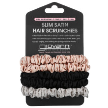 Giovanni, Schlanke Satin-Haargummis, Blush, Schwarz, Grau, 5 Stück