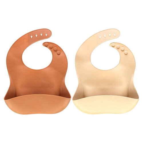 KeaBabies, Prep Silikonlätzchen, 6-36 Monate, Terrakotta, 2er Pack 2