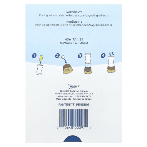 Nellie's, Bâtonnet pour Vaisselle, 1 Bâtonnet, 2 Recharges 1