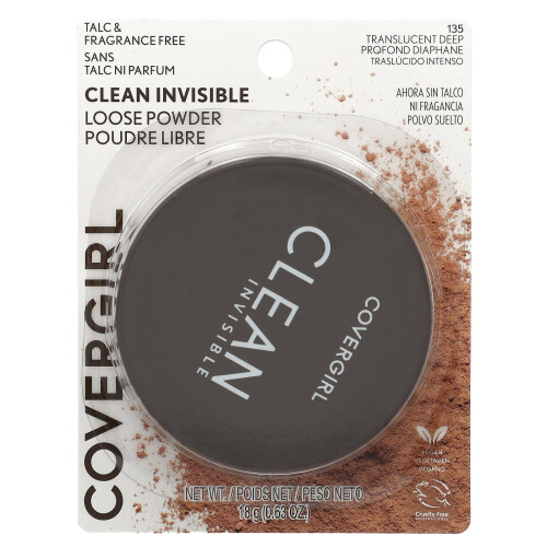 Clean Invisible, Loose Powder, 135 Translucent Deep , 0.63 oz (18 g) 1